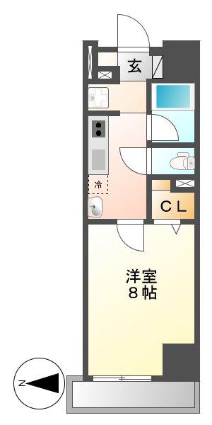 ベレーサ名駅ウエスト(1K/10階)の間取り写真