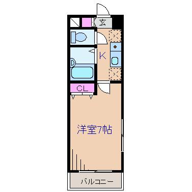 ウィステリア壱番館(1K/2階)の間取り写真