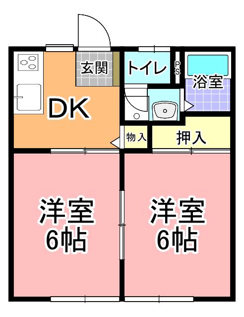 シティソノベA(2DK/1階)の間取り写真