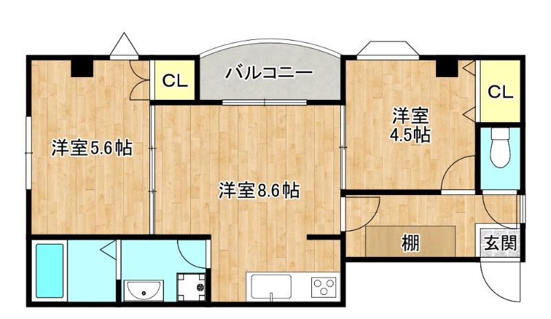 シャルムマルタカ(2LDK/3階)の間取り写真