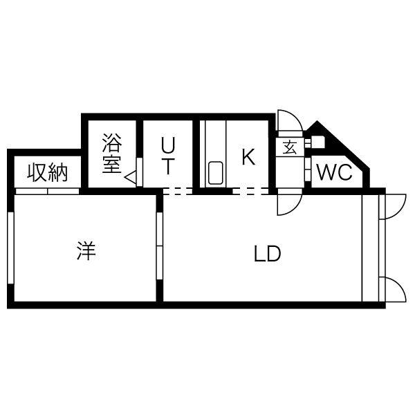 ウィンディー東札幌(1LDK/1階)の間取り写真