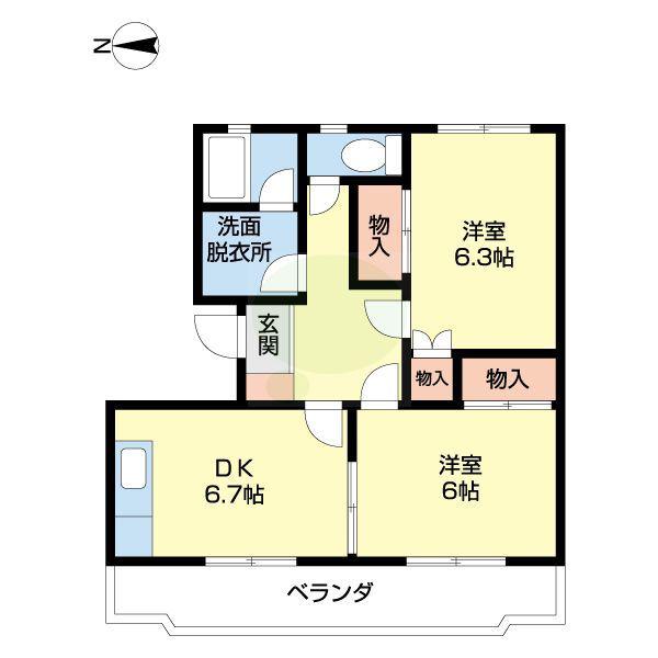 COTE DE ORANGE(2DK/2階)の間取り写真