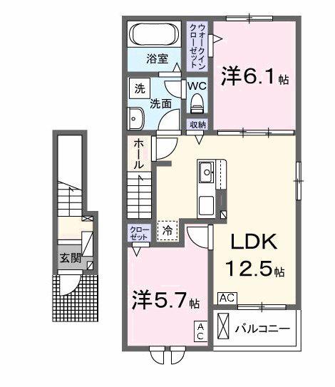 シルキー ピーク(2LDK/2階)の間取り写真