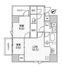 ALTERNA三軒茶屋(2LDK/7階)の間取り写真
