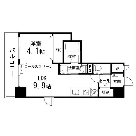 ルキシア大町西公園(1LDK/11階)の間取り写真
