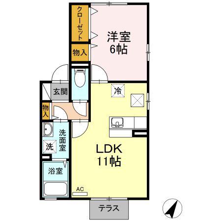 セジュール ラピス(1LDK/1階)の間取り写真