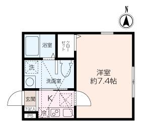 MIRAIES HOME 横浜弘明寺(1K/2階)の間取り写真
