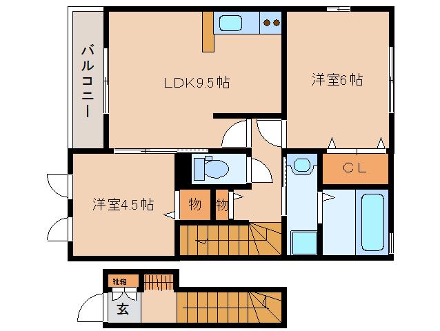 エンジェルハート B棟(2LDK/2階)の間取り写真