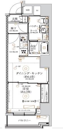 ガリシア森下VI(1DK/6階)の間取り写真