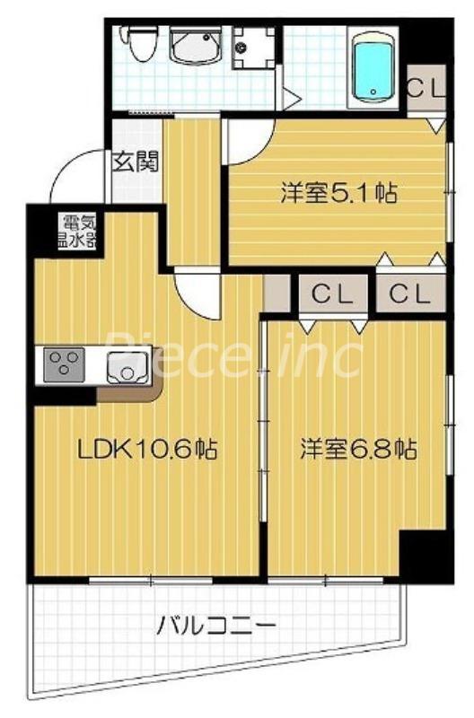 セレブコート木川(2LDK/5階)の間取り写真