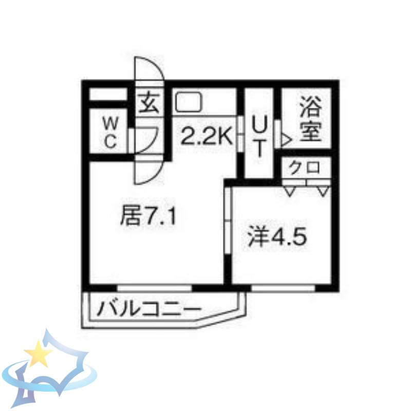 ルーエ琴似(1LDK/2階)の間取り写真