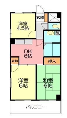 大川マンション(3DK/5階)の間取り写真
