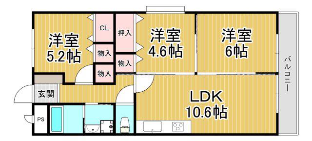 エルフォンテⅡ(3LDK/3階)の間取り写真