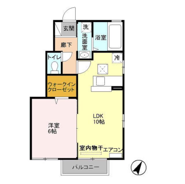 サンモール北入曽C棟(1LDK/1階)の間取り写真