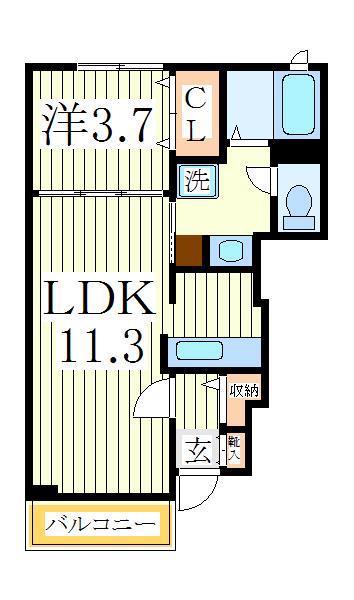 フェリクス(1LDK/1階)の間取り写真