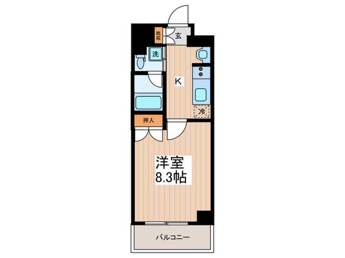 テラスジョージタウン(1K/8階)の間取り写真
