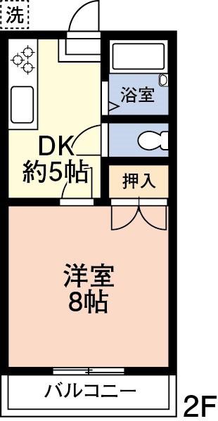 サンフラワーハイツ(1DK/2階)の間取り写真