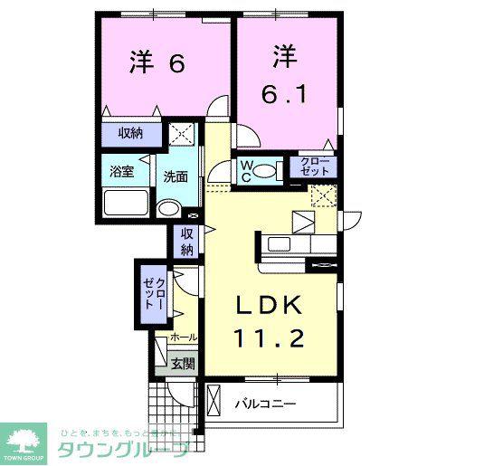 ペアガーデン(2LDK/1階)の間取り写真