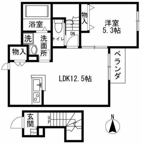 GREEN HEIGHTS(1LDK/2階)の間取り写真