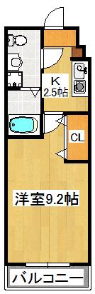ミリアビタ南本町(1K/2階)の間取り写真