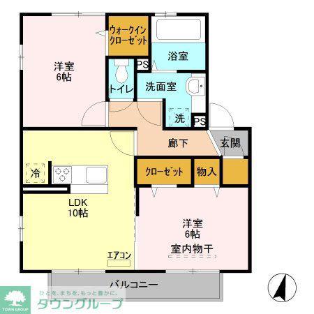 ルーチェH(2LDK/2階)の間取り写真