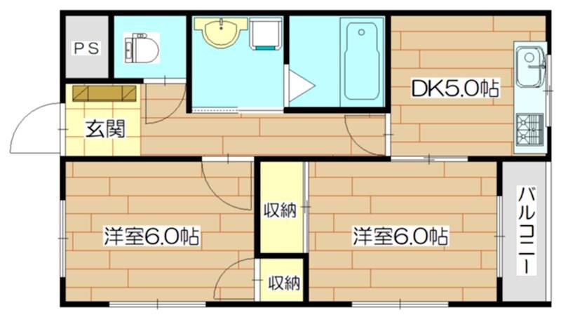 コーポ望月(2DK/3階)の間取り写真