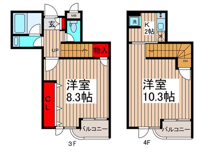ヴァン・ヴェール武蔵小山(2K/3階)の間取り写真