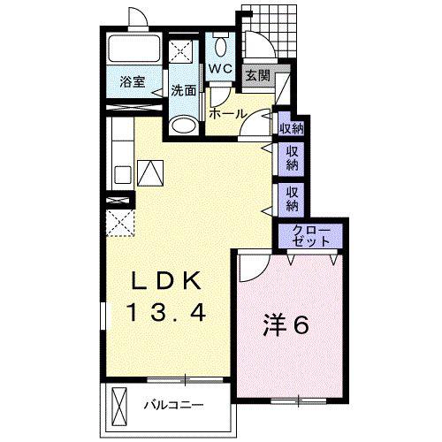 メゾン 一刻 I(1LDK/1階)の間取り写真