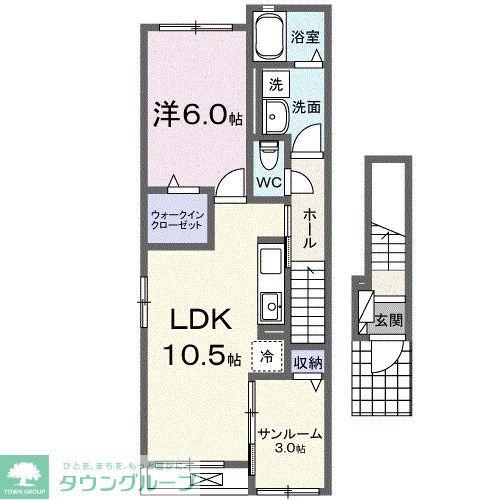 スプリング サニー(1LDK/2階)の間取り写真