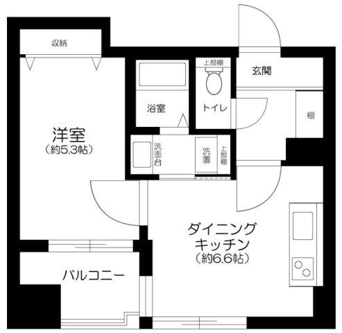 TMビル(1DK/5階)の間取り写真