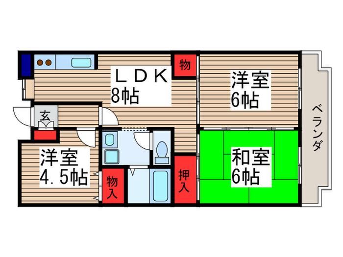 フレンドリー春大路(3LDK/4階)の間取り写真