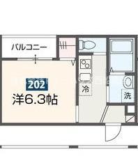 MELDIA行徳III(1K/2階)の間取り写真