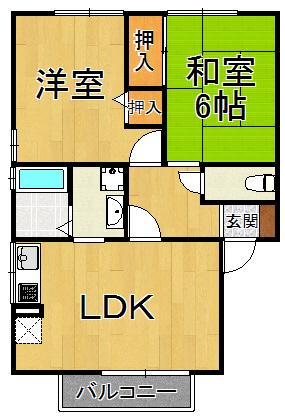 コンフォ大寿A棟(2LDK/1階)の間取り写真