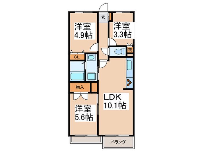 CASSIAたまプラーザ(3LDK/3階)の間取り写真
