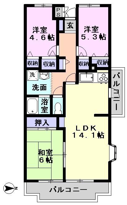 ジュネシオンTAKAHASHI(3LDK/6階)の間取り写真