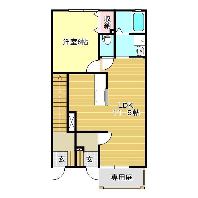 フォレットフォンティーヌ(1LDK/1階)の間取り写真