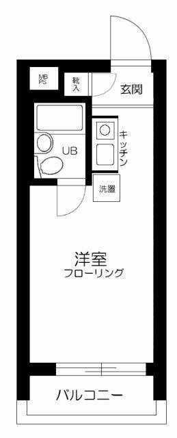 クリスタル笹塚PART1(ワンルーム/1階)の間取り写真