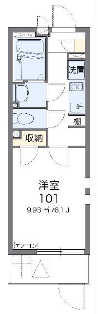 クレイノエスポワール中央(1K/3階)の間取り写真