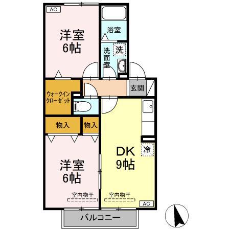 ノースステラA(2DK/1階)の間取り写真