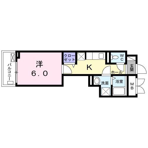 ラシュレ十条(1K/2階)の間取り写真