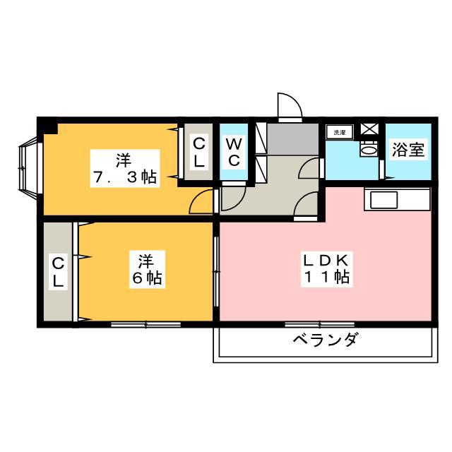 ヤマトハイツ(2LDK/1階)の間取り写真