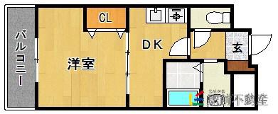 RJR姪浜(1DK/8階)の間取り写真