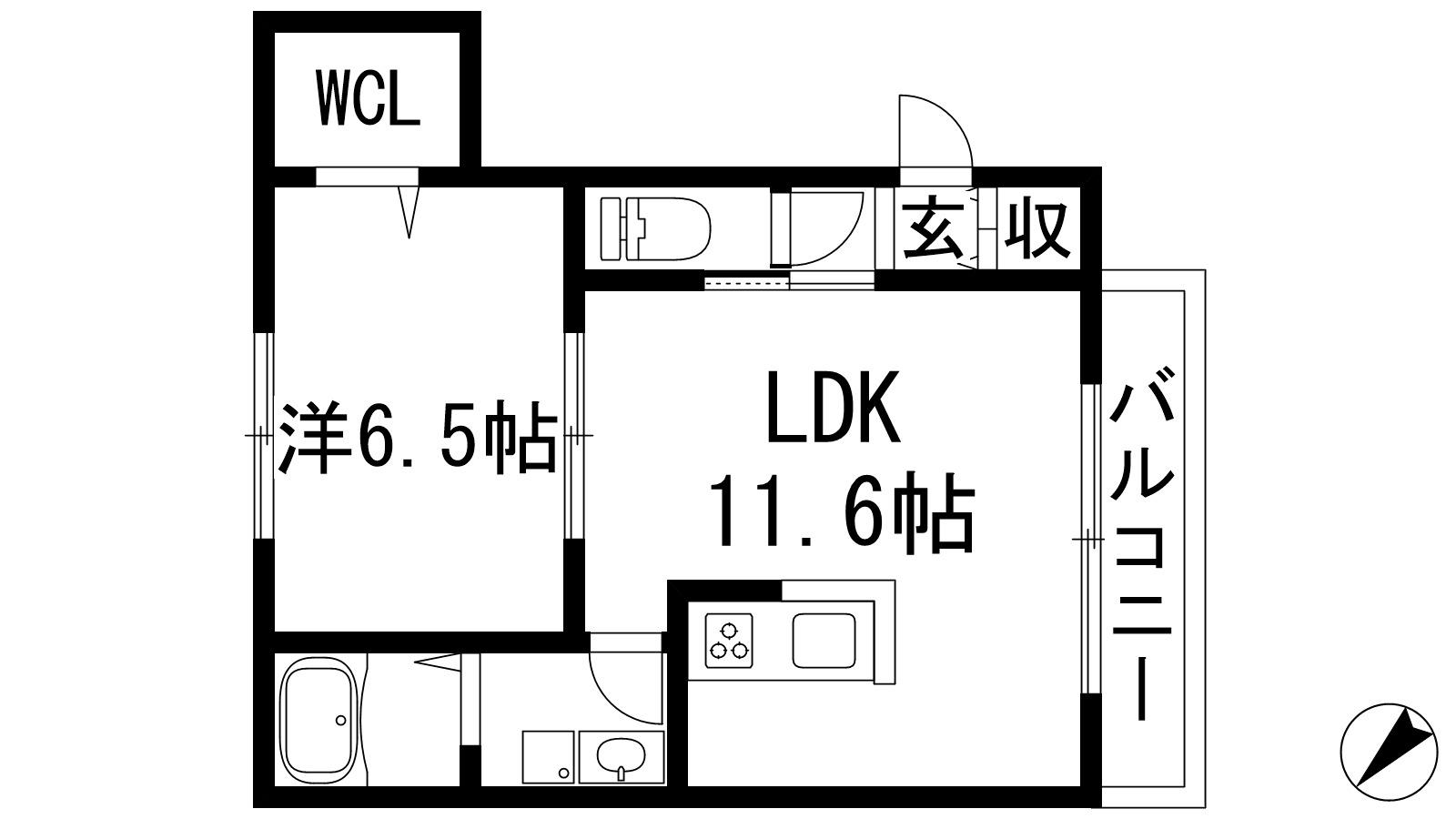 メゾングランデュール(1LDK/1階)の間取り写真