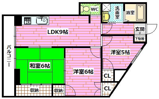 サザンクロスII(3LDK/3階)の間取り写真
