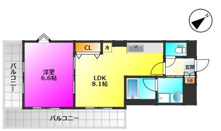 MINIONROADミニオンロード(1LDK/4階)の間取り写真