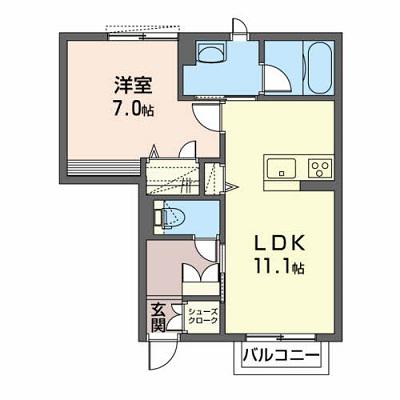 シャーメゾン リュタン(1LDK/1階)の間取り写真