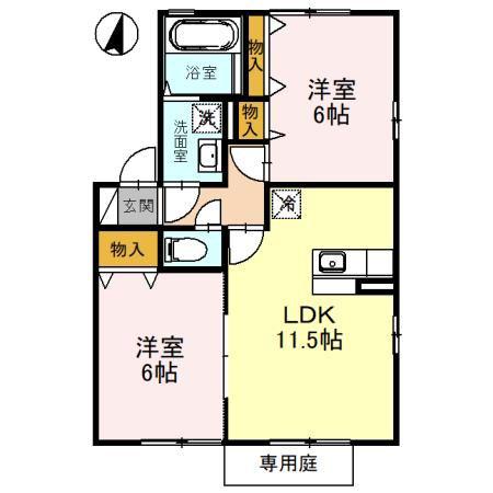 YーCONFIDENCE B(2LDK/1階)の間取り写真