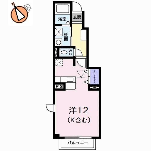 キャプリコートC(ワンルーム/1階)の間取り写真