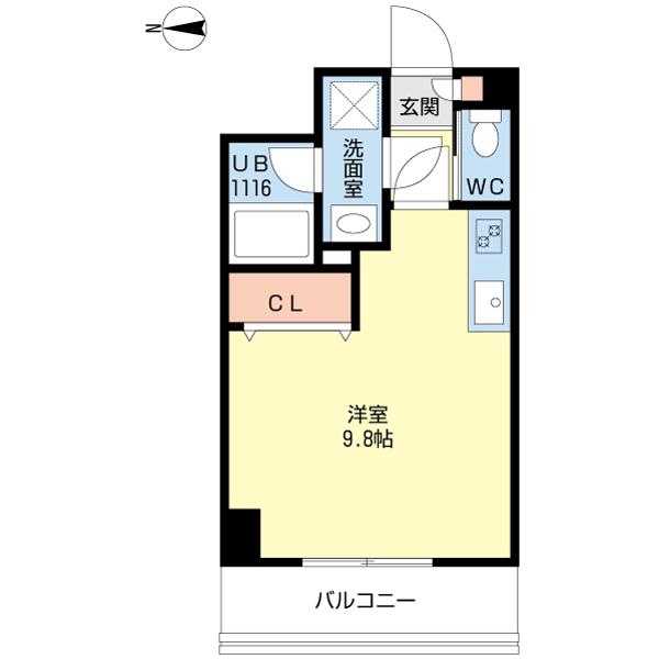 サンライズあすと長町(ワンルーム/4階)の間取り写真