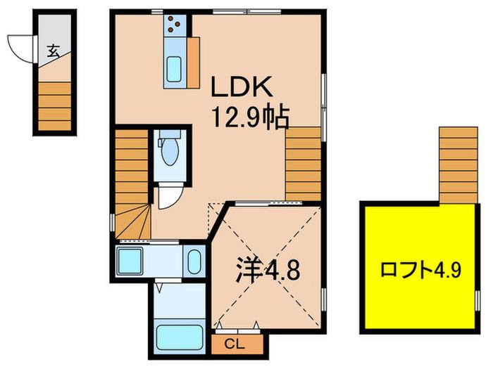 こもれびハウス(1LDK/2階)の間取り写真